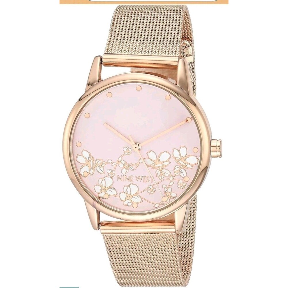 Nine West Women's Rose Gold-Tone Mesh Bracelet Watch, New
